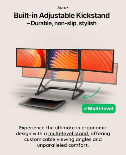 | Triple Aero Pro Max 18.5" | Portable Monitor Extender | Full Aluminum | Quad Screens | 3×18.5" FHD 1080P HDR IPS | USB-C & HDMI | Compatible 12-18.5" Laptops Windows MacOS - size: 3x 18.5" Full HD