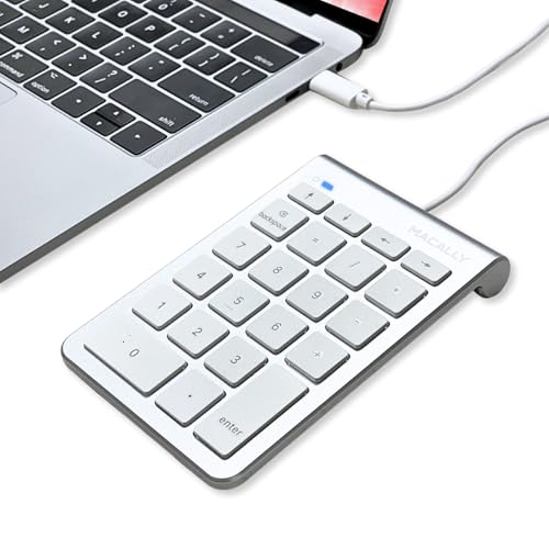 USB C Wired Number Pad for Mac - 10 Key USB Keypad, Type C Numeric pad, Number Keypad for Keyboard and Number Pad for Laptop, MacBook Pro/Air, iMac, and PC - 5ft Cable Numpad - Silver Keypads - color: Silver