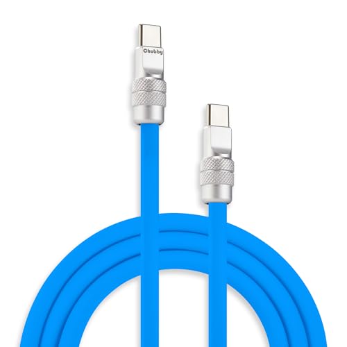 chubbycable USB C to C 240W Silicone Fast Charging Cable, Blue, 3.3FT | Premium Zinc Alloy Connectors, 6mm Extra Thick, 45,000+ Bend Tested, E-Marker Chip, Stable 480Mbps Data Transfer - color: Blue, size: 3.3ft (1m), style: Type C-Type C