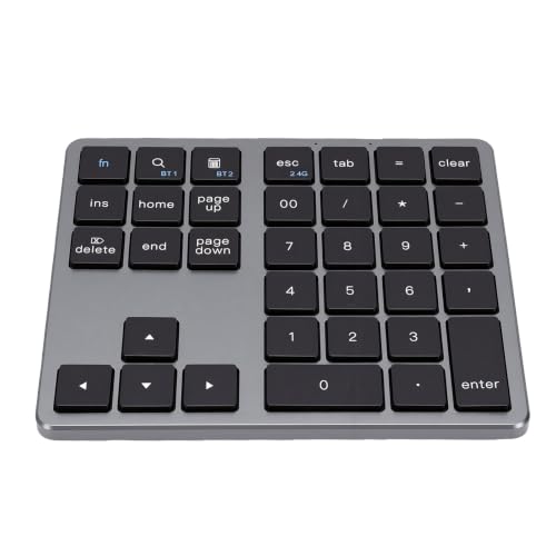Numeric Keypad, 35 Keys, Rechargeable, Slim (Black) | Calculator, Insert, PgDn Keys, Bluetooth 5.0 2.4GHz, 3H Fast Charge, Portable 5.7x4.7", Quiet Typing, for PC Tablet Phone - color: Black