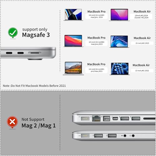 USB-C to Magnetic 3 Cable Compatible with Magsafe Charging - 140W Fast Charging, 6.6ft Braided Cable for MacBook Pro/Air M4 M3 M2 Models (2021-2026) - Blcak - color: black