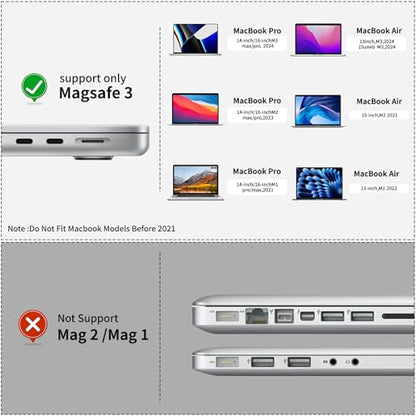 USB-C to Magnetic 3 Cable Compatible with Magsafe Charging - 140W Fast Charging, 6.6ft Braided Cable for MacBook Pro/Air M4 M3 M2 Models (2021-2026) - Blcak - color: black
