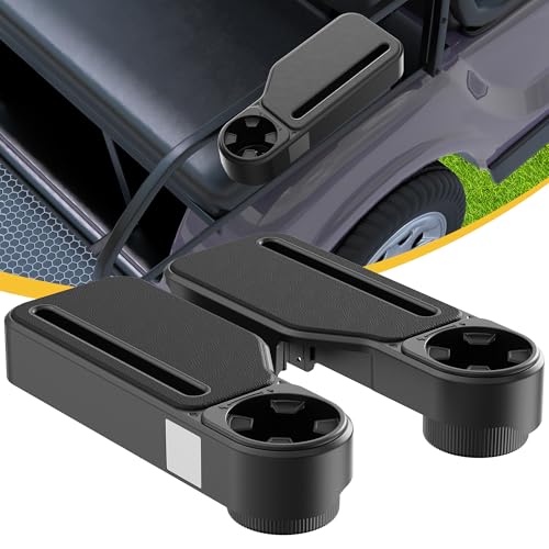 Upgraded Golf Cart Armrest with Cup Holder – Wide Comfort Pad, Universal Fit for EZGO, Club Car, Yamaha – Waterproof, Tool-Free Install, Fits 1" & 1.25" Square Tubes （Black） - color: Cup Holder Black