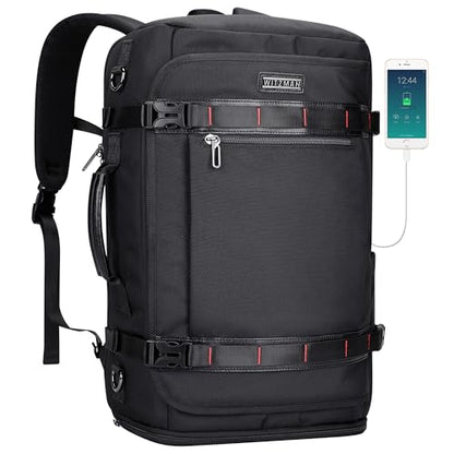 WITZMAN Travel Backpack for Men 35L TSA Friendly Flight Approved | Nylon Laptop Backpack Multi-pocket Fits 16 Inch, Carry-on Luggage, Shoe Compartment, For Business Trip, Vacation, B718 Black - color: Black