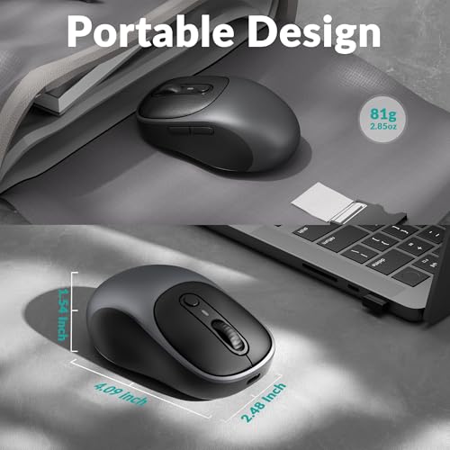 Keychron BM24 Portable Wireless Mouse, 2400 DPI Quiet Clicks, 2.4 GHz/Bluetooth 5.2/Wired with Programmable Buttons, Long Battery Life for Laptop PC/Mac/Windows - Metal Gray - color: Metal Gray