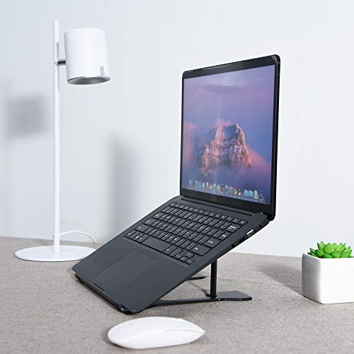 DAC Portable Laptop Stand with 6 Height Levels, Height Adjustable Foldable Aluminum Laptop Riser, Non-Skid Notebook Computer and Tablet Stand for Desk, Black, Fits Any MacBook or Laptop up to 16"