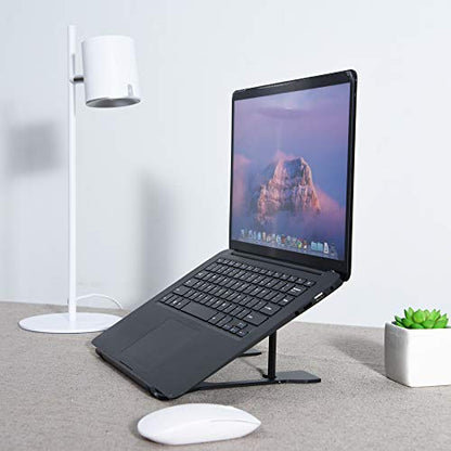 DAC Portable Laptop Stand with 6 Height Levels, Height Adjustable Foldable Aluminum Laptop Riser, Non-Skid Notebook Computer and Tablet Stand for Desk, Black, Fits Any MacBook or Laptop up to 16"