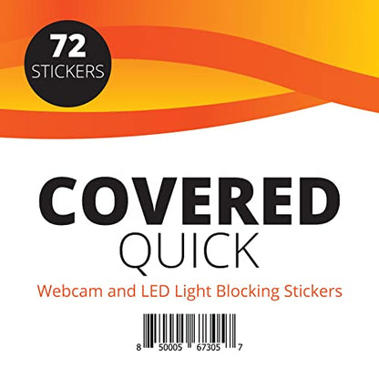 Covered Quick Stickers for Webcam Privacy and LED Light Blockers | 72 Vinyl Stickers | Matte Black | Low Tack and Easy to Remove | 3 Sizes