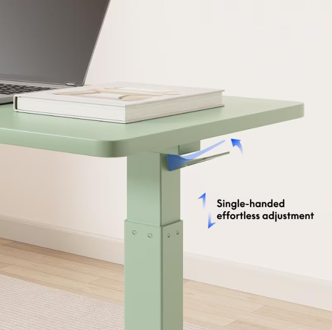 FLEXISPOT H7 28" Pneumatic Height-Adjustable Overbed Table with Wheels | C-shaped bedside table TV Tray,Medical End Side Table,Laptop desk for sofa and home office use,27.6"W x 15.7"D,Mint Green - color: Mint Green, size: Small