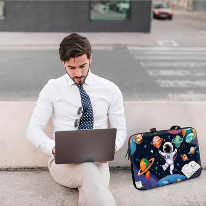 14" 15" Laptop Handle Bag Computer Bag,14.2" 15.4 inch Pouch Holder Notebook Sleeve Cover Compatible for Dell,Lenovo,Toshiba HP, Asus Notebook Messenger Briefcase-Cute astronaut - color: Cute Astronaut