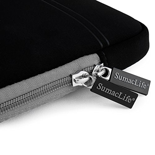 SumacLife Micro Suede Carrying Sleeve with Rear Pocket for 13-13.3 Inches Laptops (SLMSuede13BGRY) - color: Black/gray