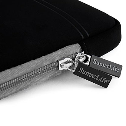 SumacLife Micro Suede Carrying Sleeve with Rear Pocket for 13-13.3 Inches Laptops (SLMSuede13BGRY) - color: Black/gray