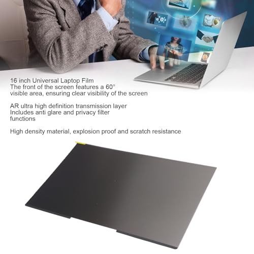 16" 0.4mm Magnetic Laptop Privacy Screen, 16:10 Anti Peeping Anti Glare HD, Scratch Proof Smudge Free Adhesive, Reusable, for Travel Business