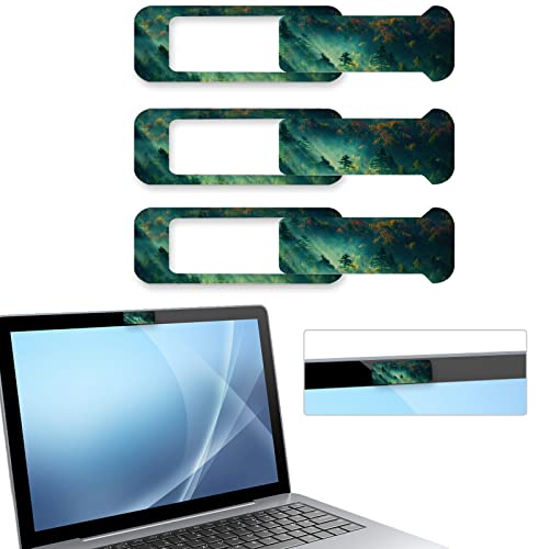 Webcam Cover, 3 Pieces, Laptop Camera Cover, Privacy Shielding Capacity is Twice as Big as The Traditional, Suitable for Computer Mobile Phones, laptops, Tablets and so on (Forest) - color: forest