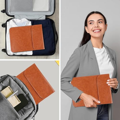Allinside 15-16 inch Laptop Sleeve Case Compatible with MacBook Pro 16 2021-2026/MacBook Pro 15 2016–2019, Waterproof PU Leather Laptop Sleeve Bag Protective Vertical Case Cover, Brown - color: Brown, size: 15.6 in for Macbook Pro15/Pro 16