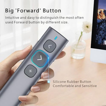 N95 Presentation Clicker, PowerPoint Clicker for Presentation Remote, Rechargeable Wireless Presenter Pointer, Slide Advancer for PC/Laptop/e-Book in Classroom, Auditorium, Church (Red, USB-A) | PowerPoint Clicker for Presentation Remote, Long-Range Wirel
