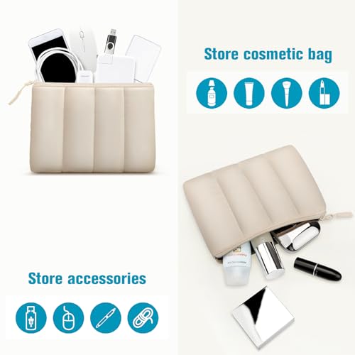 TECOOL Puffy Laptop Case 15.6 inch,15.6 inch Laptop Sleeve for 15-15.6" Lenovo Thinkpad Ideapad HP Acer Asus Dell Chromebook, Protective Waterproof Sleeve 15 inch Notebook Bag with Small Case,Beige - color: Beige, size: 15.6 Inch