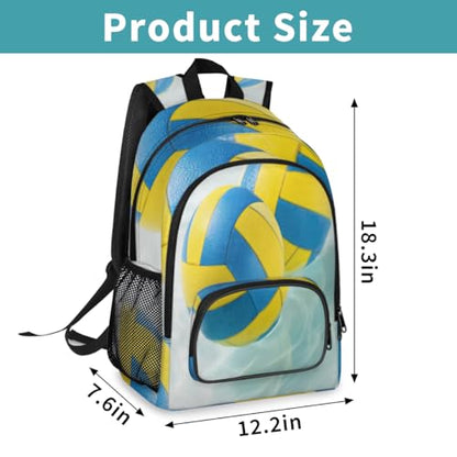 Ocean Beach Volleyball Large Backpack for Women and Men Waterproof Travel Laptop Backpack Lightweight Business Work Daypack Fits 17 Inch Computer - color: Multicolor 8