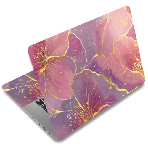SUPERDANT Laptop Skin Sticker Laptop Decals Pink Flower Personalized Universal Notebook Computer Wrap Vinyl Skin Stickers Cover Art Decal Removable 12-15.6 Inch Waterproof Scratch-Resistant Gifts - style: Pink Flower