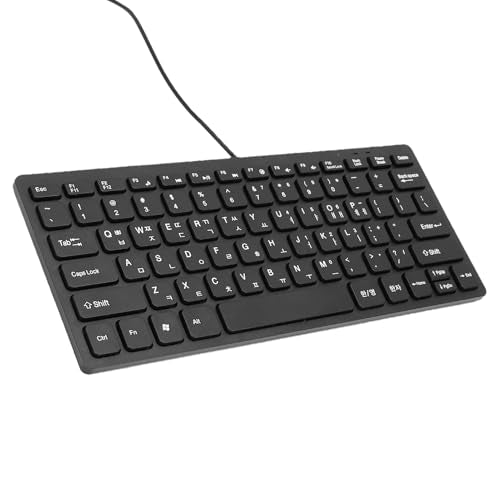 Wired Korean Keyboard 78 Keys | Ultra Thin USB Plug and Play Design, Spill Resistants & Ergonomic for PC Laptop, Portable Compact Layout for Home and Office