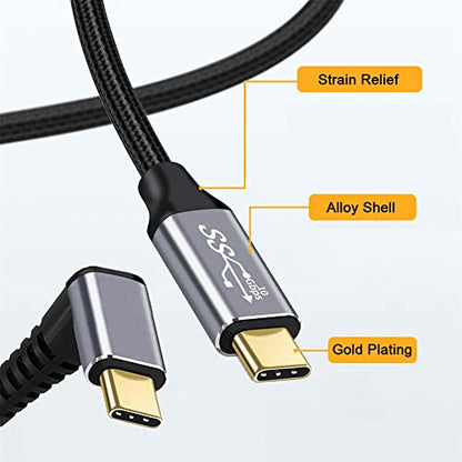 cablecc Type-C USB-C Male 90 Degree Up Down Angled to Male USB3.1 10Gbps 100W Data Cable for Laptop Phone 200CM - style: UP Angled-200CM