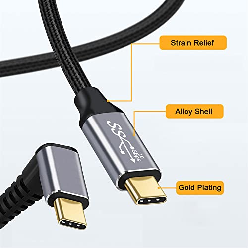 cablecc Type-C USB-C Male 90 Degree Up Down Angled to Male USB3.1 10Gbps 100W Data Cable for Laptop Phone 100CM - style: UP Angled-100CM