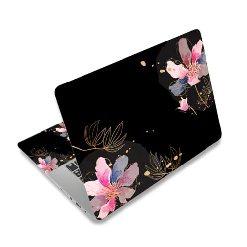 DINKY Laptop Skin Sticker Decal 15.6" 15.4" 12" 13" 13.3" 14" 15 inch Laptop Universal Vinyl Skin Stickers Cover Art Decal Notebook PC Personalized Protector, Black Painted Flower - color: Black Painted Flower