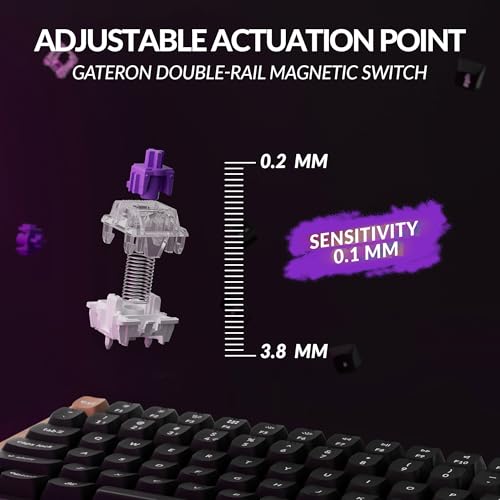 Keychron K2 HE Rapid Trigger Wireless Custom Keyboard with Hall Effect Gateron Double-Rail Magnetic Switch, QMK 2.4 GHz Bluetooth 5.2 RGB Compatible with Mac Windows Linux (Aluminum + Wood) - color: Gateron Double-Rail Magnetic Switch - Black