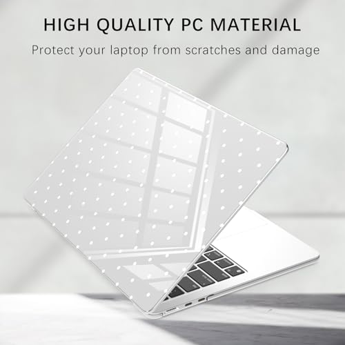 Compatible with MacBook Air 13.6 inch Case M5 M4 M3 M2 2026-2022 A3449 A3240 A3113 A2681 Release, Cute White Polka Dot Protective Hard Shell Clear Cover for MacBook Air 13 - color: Polka Dot F/Clear, size: MacBook Air 13.6 inch M5 M4 M3 M2