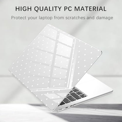 Compatible with MacBook Air 13.6 inch Case M5 M4 M3 M2 2026-2022 A3449 A3240 A3113 A2681 Release, Cute White Polka Dot Protective Hard Shell Clear Cover for MacBook Air 13 - color: Polka Dot F/Clear, size: MacBook Air 13.6 inch M5 M4 M3 M2