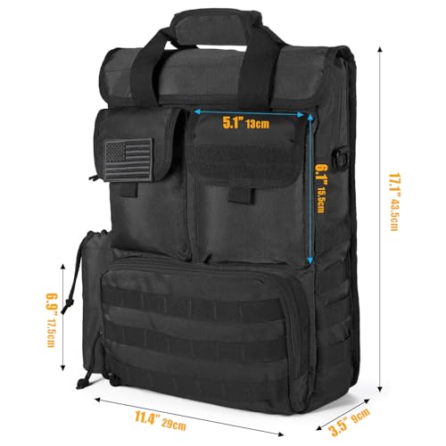 Tactical Briefcase,17.3 Inch Military Laptop Messenger Bag Shoulder Crossbody Bag Handbag for Men (17.3''Black)