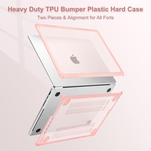 MOSISO Compatible with MacBook Pro 14 inch Case M5 M4 M3 M2 M1 2026-2021 | 3 in 1 Kit Anti-Crack Hard Shell with TPU Bumper, A3427 A3426 A3434 A3112 A3185 A3401 A2918 A2992 A2779 A2442, Pink - color: Pink