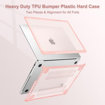 MOSISO Compatible with MacBook Pro 14 inch Case M5 M4 M3 M2 M1 2026-2021 | 3 in 1 Kit Anti-Crack Hard Shell with TPU Bumper, A3427 A3426 A3434 A3112 A3185 A3401 A2918 A2992 A2779 A2442, Pink - color: Pink