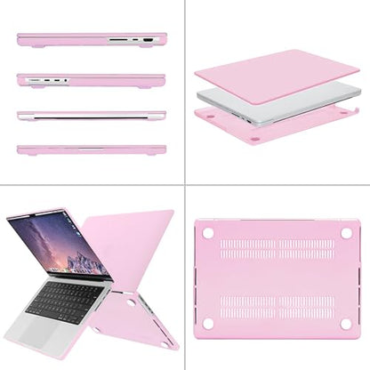 MOSISO Compatible with MacBook Pro 14 inch Case M5 2026 M4 2025 M3 M2 M1 2024-2021 A3427 A3426 A3434 A3112 A3185 A3401 A2918 A2992 A2779 A2442,Hard Case&Keyboard Skin&ScreenFilm&Pouch, Clear Pink - color: Clear Pink