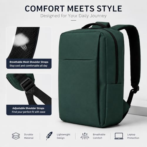 Laptop Backpack for Women & Men, 15.6" Laptop and Tablet Bag with Computer Compartment – Lightweight, Durable Travel & Work Backpacks, Green - color: Backpack 01 Green
