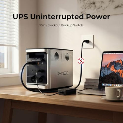 DYNESS 1536Wh Portable Power Station, 1800W AC Output (3600W Surge), 50 Min to 80% Fast Charging, Upgraded LiFePO4 Battery Backup for Home Backup, Camping, RV, Blackout - size: 1536Wh 1800W