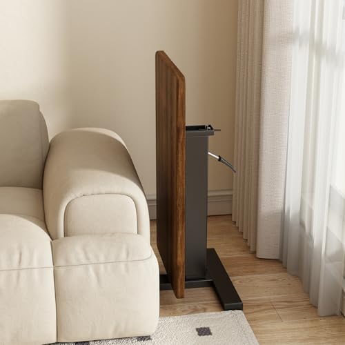 Overbed Bedside Table with Wheels Hospital Bedside Desk,Brown | Adjustable Hospital & Home Use Bed Table Rolling Laptop Table Mobile Standing Desk Rolling Computer Cart Over Bed Tray Table - color: Brown1, size: 27.6 inches
