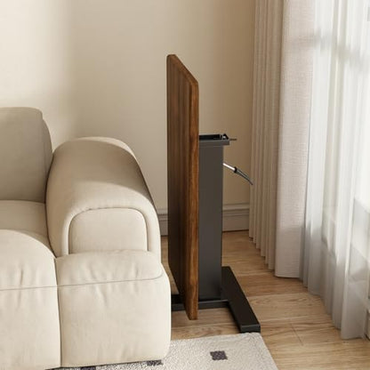 Overbed Bedside Table with Wheels Hospital Bedside Desk,Brown | Adjustable Hospital & Home Use Bed Table Rolling Laptop Table Mobile Standing Desk Rolling Computer Cart Over Bed Tray Table - color: Brown1, size: 27.6 inches