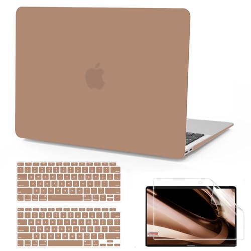 B BELK for MacBook Air 13 inch Case 2021 2020-2018 M1 A2337 A2179 A1932 | Matte Plastic Laptop Hard Shell for MacBook Air 13.3 inch Case with Keyboard Cover & Screen Protector, Caramel Brown - color: Caramel Brown