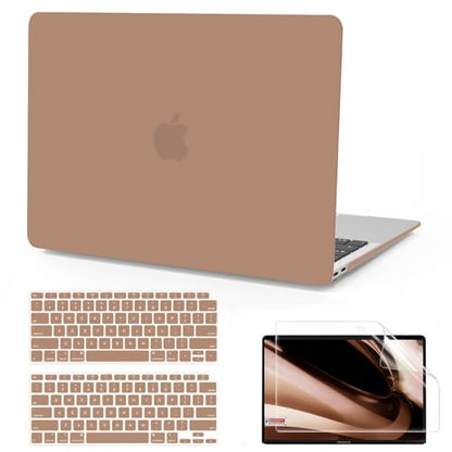 B BELK for MacBook Air 13 inch Case 2021 2020-2018 M1 A2337 A2179 A1932 | Matte Plastic Laptop Hard Shell for MacBook Air 13.3 inch Case with Keyboard Cover & Screen Protector, Caramel Brown - color: Caramel Brown