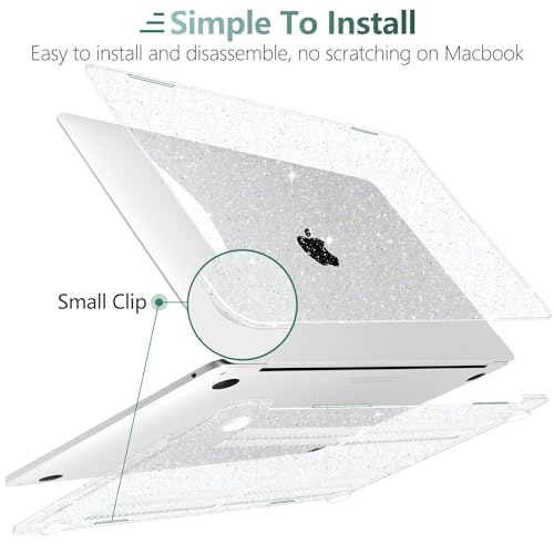 for MacBook Pro 13 inch Case 2023 2022 2021 2020 Release Model A2338 M2/M1 A2289 A2251 with Touch Bar & Touch ID, Glitter Bling Plastic Hard Shell Case & Keyboard Cover, Star Clear - color: Star Clear