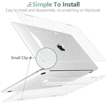 for MacBook Pro 13 inch Case 2023 2022 2021 2020 Release Model A2338 M2/M1 A2289 A2251 with Touch Bar & Touch ID, Glitter Bling Plastic Hard Shell Case & Keyboard Cover, Star Clear - color: Star Clear