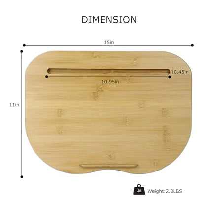 SUMISKY Bamboo Lap Desk for Laptop with Cushion, Portable Laptop Stand with Phone Hoder & Anti-Slip Stopper-Fits up to 15 inch for Home Office Students Use - size: Small (15x11 in)