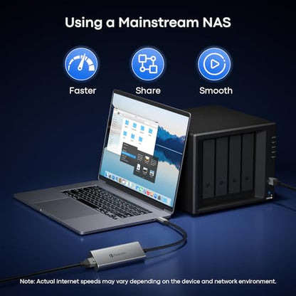 Reborn USB C to Ethernet 5Gb Adapter (0.98FT), Aluminum USB-C to RJ45 5 Gigabit Network Adapter Compatible with USB4, Thunderbolt 5/4, Plug & Play for MacBook, XPS Laptop, and USBC Devices