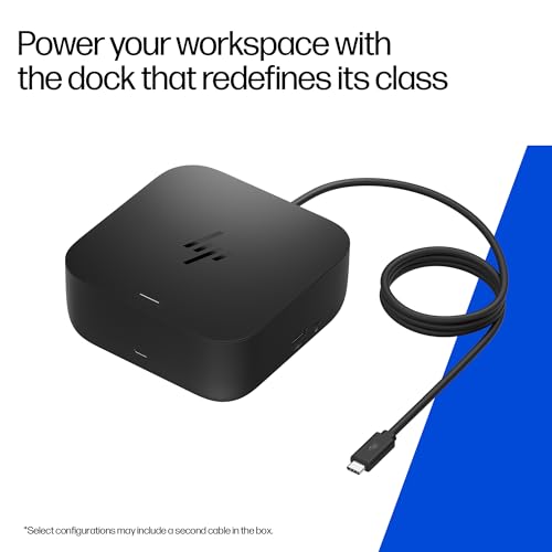 HP USB-C 100W G6 Dock + One Extra USB-C Cable Included, Future-Proof Design with Ambient LED Lighting, On-Screen Notifications, Extra USB-C Ports, HDMI 2.1, 120Hz - style: G6 + USB-C
