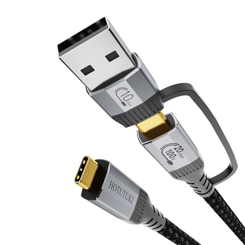 USB a to USB c Cable 3.3FT Multi Functional 2in1, usbc 3.2 Gen 2X2,20Gbps High Speed Data Transfer,4K@60Hz UHD Video 5A/100W Fast Charge Cord Compatible with Thunderbolt 3/4, Braided - size: 3.3FT/1M