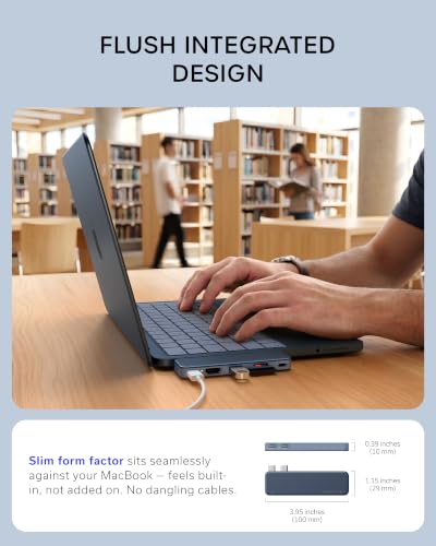 Satechi USB-C Snap Hub for MacBook Neo, 6-in-2 Flush Dual-Connector Hub with 4K/60Hz HDMI, 45W Pass-Through Charging, SD & microSD Card Readers, USB-A & USB-C 5Gbps Data, Indigo - color: Indigo