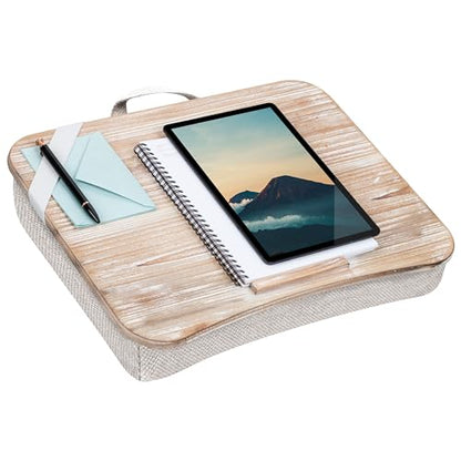 LAPGEAR Heritage Lap Desk - White Wash, Fits 17.3” Laptops