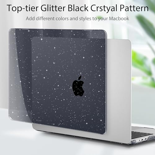 May Chen for 2026 MacBook Air 15 inch Case 2025 2024 2023 A3448 M5 A3241 M4 A3114 M3 A2941 M2 with Liquid Retina Display & Touch ID, Plastic Hard Shell with Keyboard Cover - Black Glitte - color: Black Glitter
