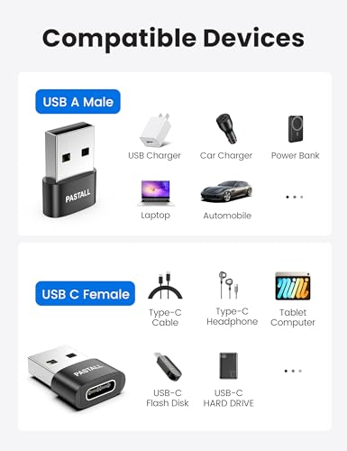 USB to USB C Adapter Combo 10 Pack,USBA to USBC OTG Adapter,Black | 5 USB 2.0 Male to USBC Adapter & 5 USB 3.0 Female to USBC Adapter,Compatible with iPhone 17 Pro Max,iPad,Samsung Galaxy S25 - color: Black
